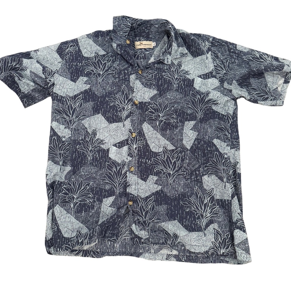 Two Paddle's Men's Tropical Leaf Print Hawaiian Summer Beach Resortwear XL Shirt